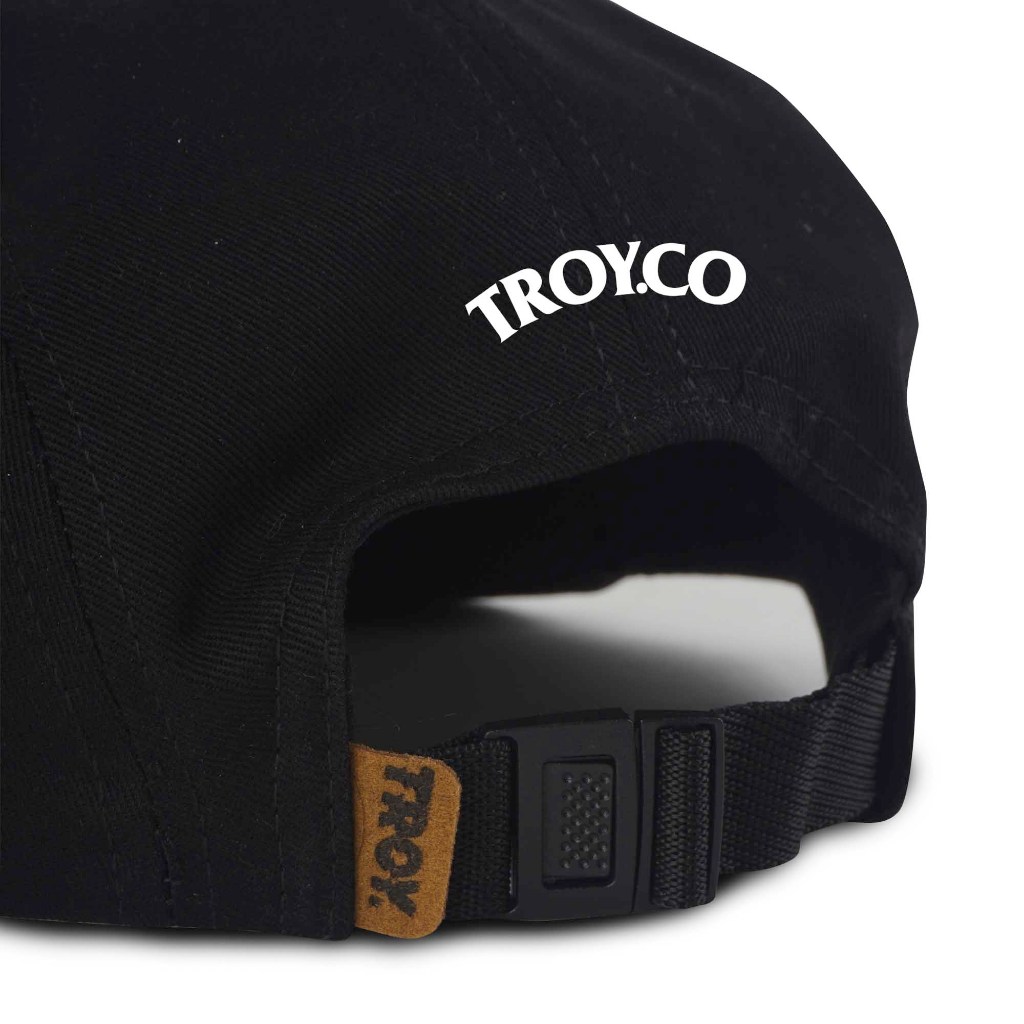 Troy Company Five Panel Black Basic Logo - Topi 5 Panel Hitam FPD 2602