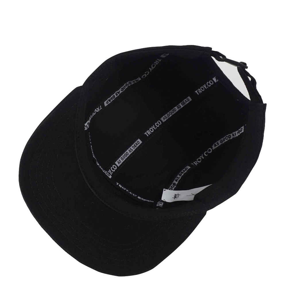 Troy Company Five Panel Black Basic Logo - Topi 5 Panel Hitam FPD 2602