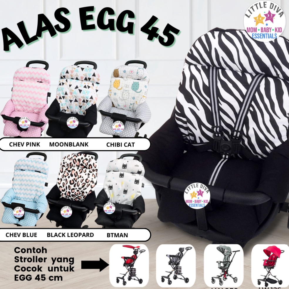 KODE A35S EGG 45 READY Alas Stroller TANPA TALI SEATBELT tinggi 45 cm Motif Dudukan Bantalan Stroler