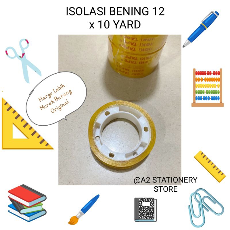 

Stationery Tape HOKI 12mm x 10yard ~ Isolasi Kecil