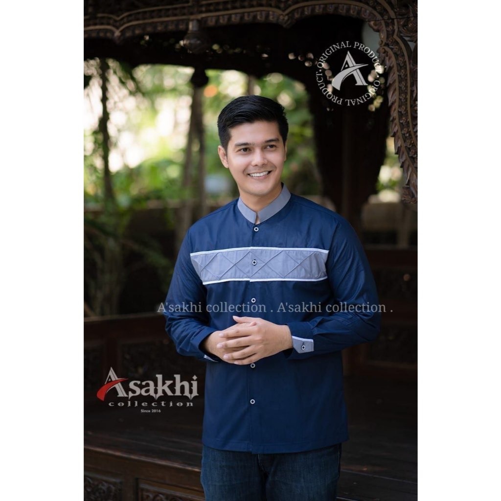 Baju Koko Moslem Wear Motif Rajut Lengan Panjang Terlaris