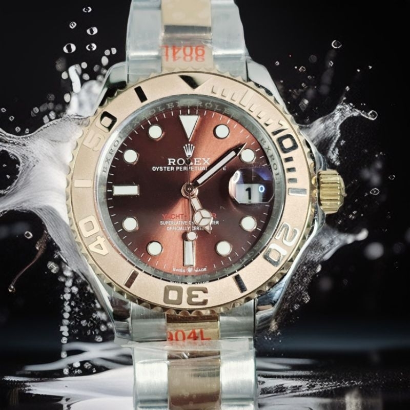 Jam Tangan Rolex Yacht Master Dual Tone Brown Dial Automatic