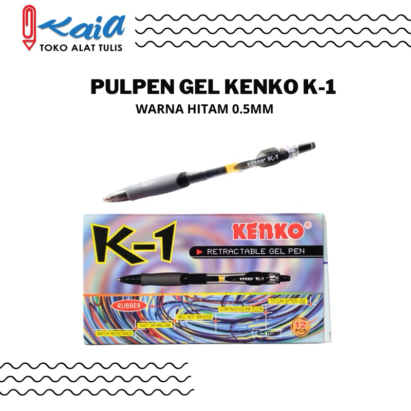 

PULPEN GEL KENKO K-1 WARNA HITAM 0.5 MM