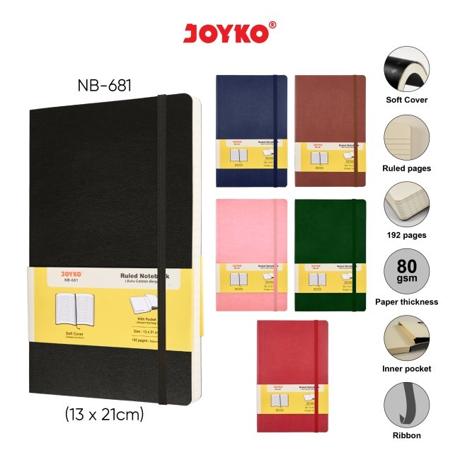 

❤️H2O❤️ Joyko Ruled Notebook Diary 80 GSM / 192 halaman / 13x21 cm / NB-681