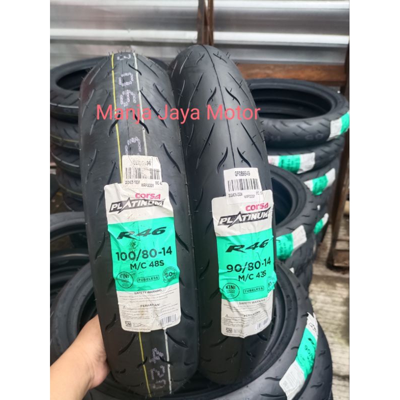Ban tubeless depan dan belakang Corsa R46 ukuran 100/80-14 dan 90/80-14 untuk Honda beat/Vario serie