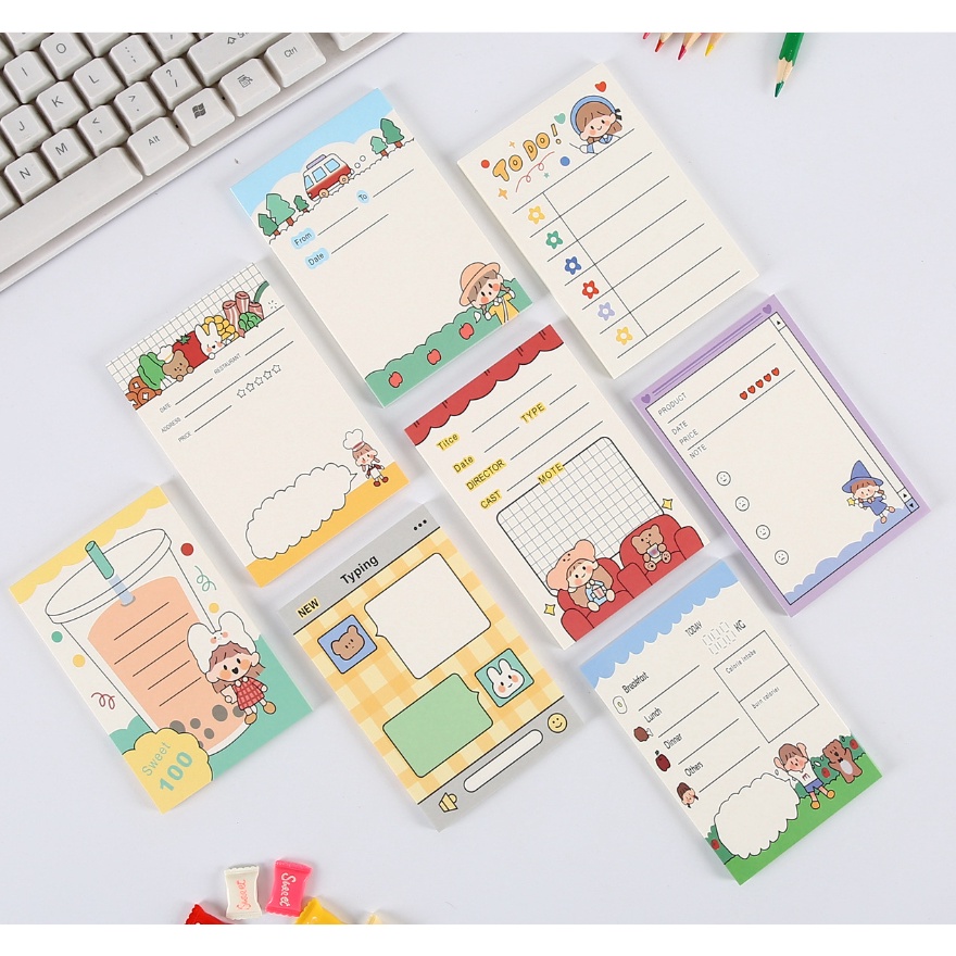 

BERKUALITAS Bolognese Girl Notes Series MEMOPAD NOTEPAD PLANNER Note Memo pad Daily pLanner checklist
