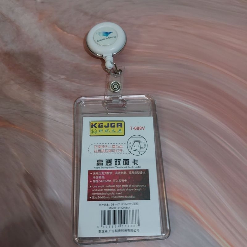 

Id Card Holder Acrylic Kejea + Nametag Yoyo Putar/Swing +Logo