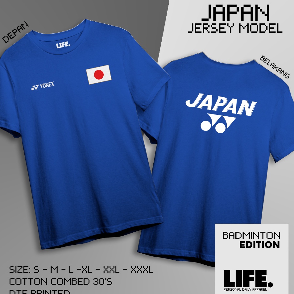 Kejar Hemat  Kaos Badminton Jepang Japan 2 sisi Baju Bulutangkis Timnas Model Jersey Pria Wanita dan