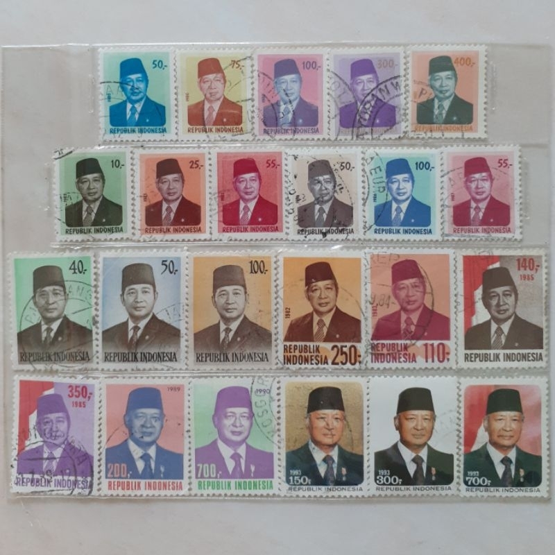 

(A) Perangko Indonesia Presiden Soeharto Tahun 1974-1993 set 23pcs