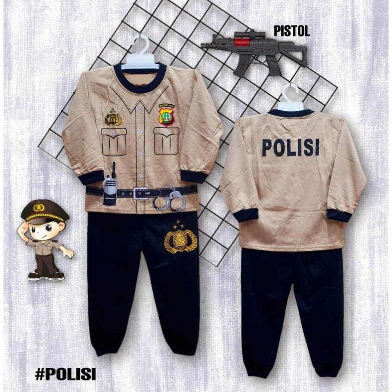 SETELAN BAJU ANAK POLISI PROFESI TERBARU ANAK LAKI-LAKI USIA 1-10 TAHUN KAOS POLISI ANAK