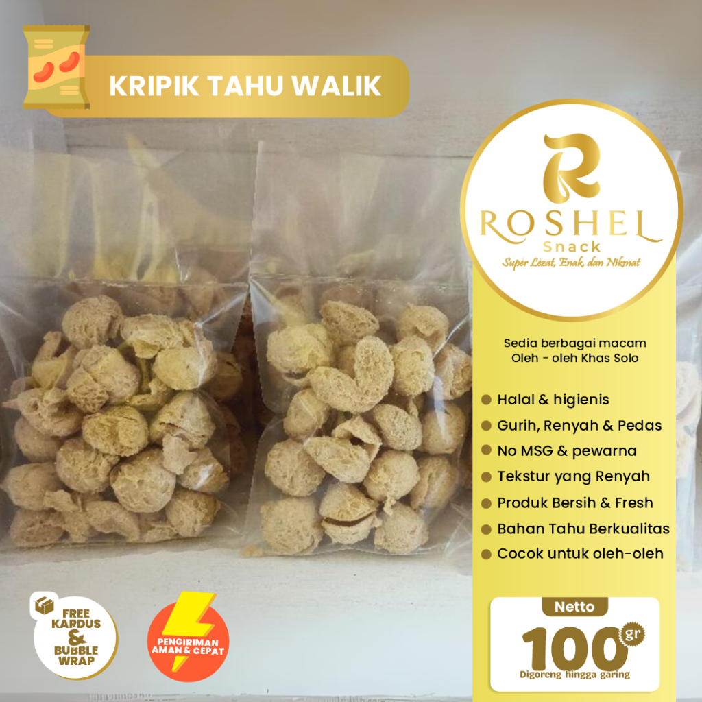 

Kripik Tahu Walik 100gr Snack Cemilan Siap Makan Gurih dan Renyah