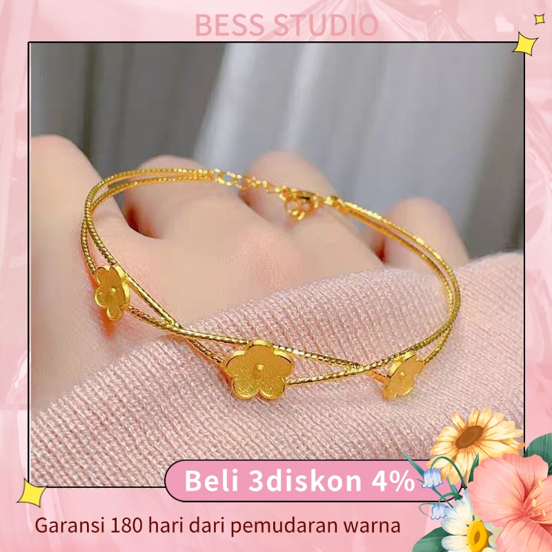 gelang bangle emas 375 kadar 375 asli titanium asli ori  wanita anti karat vintage