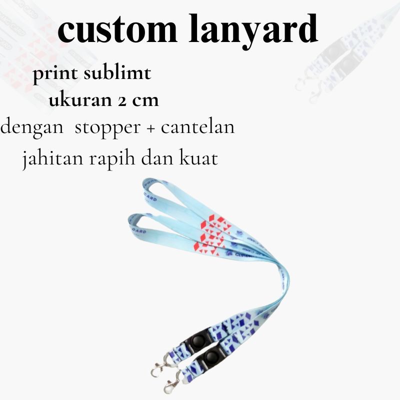 

Tali Lanyard Sublim Print Custom Desain Press 1 atau 2 Sisi Gantungan Name Tag Id Card Premium 2cm