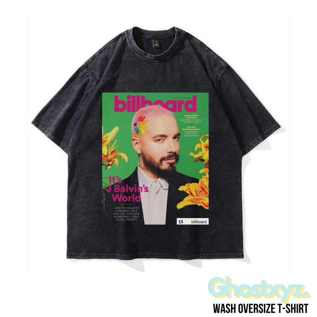 Ghostxyz T-Shirt J Balvin Billboard Wash Oversize Vintage Tee Baju Kaos