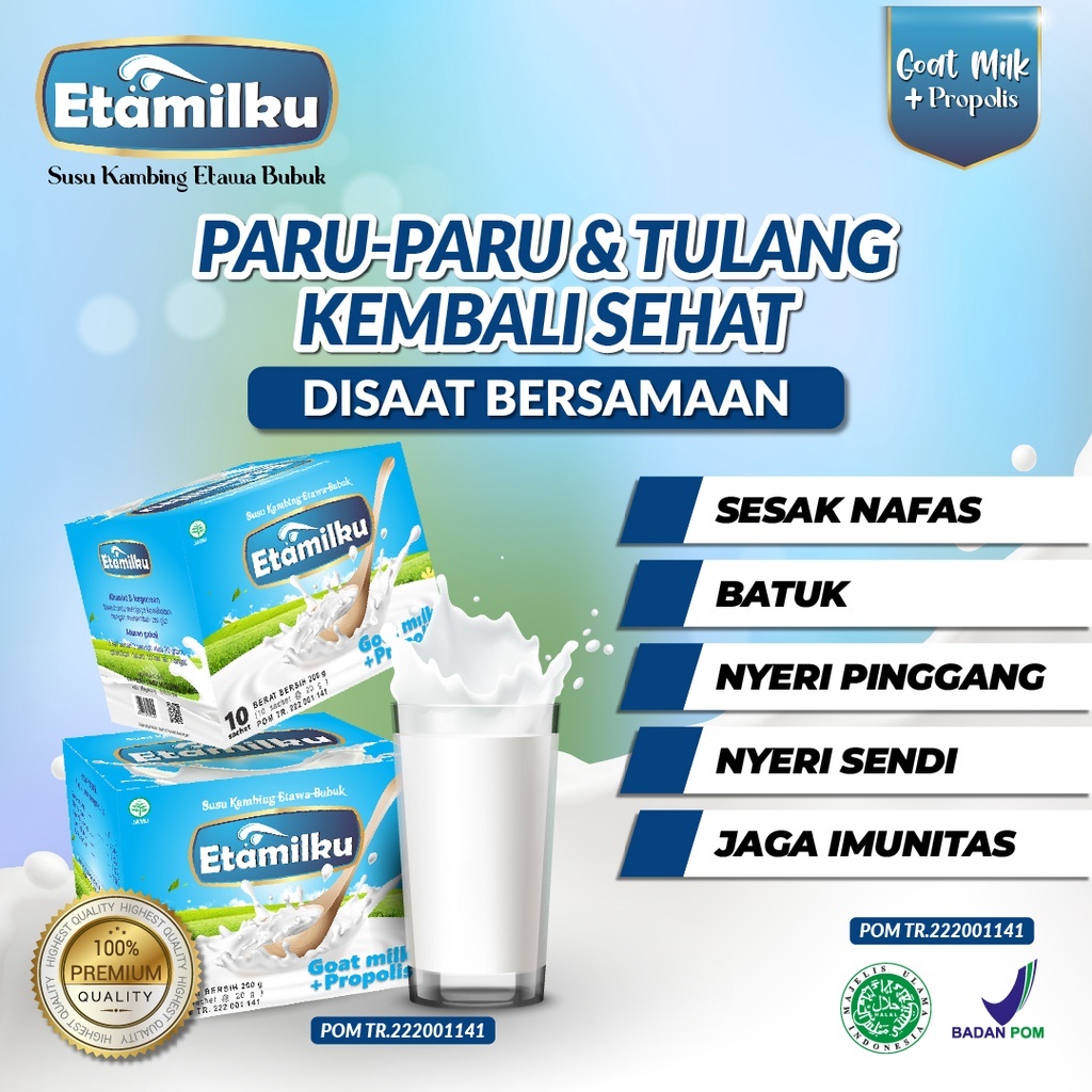 

Paket 2 Bok Susu Bubuk Kambing Etawa ETAMILKU Original BPOM 10 saset