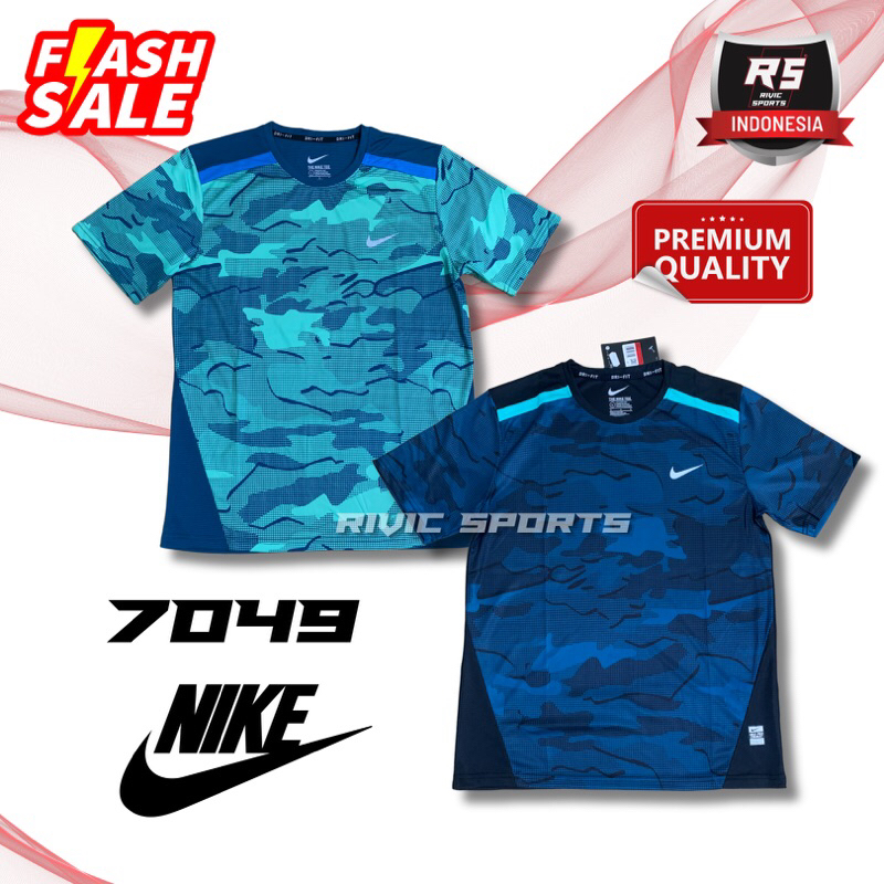 Kaos Olahraga Pria NIKE 7049 Training Import Baju Gym Fitness Running Lari Sepeda Gowes Cowok Cewek 