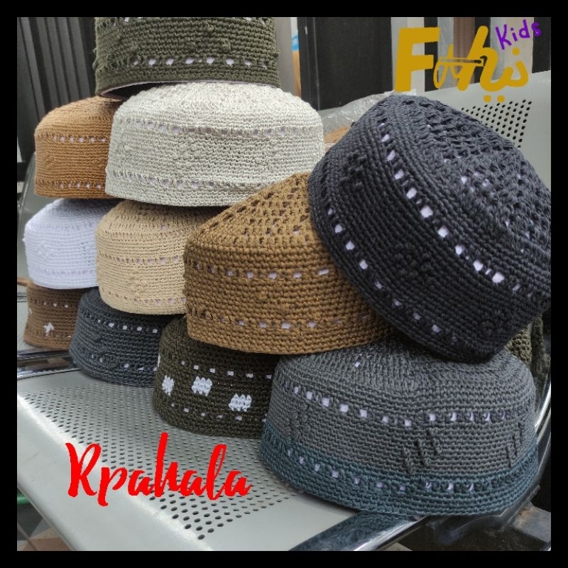 Rpahala peci rajut timbul tebal motif rajut tebal handmade ukuran dewasa peci songkok Indonesia