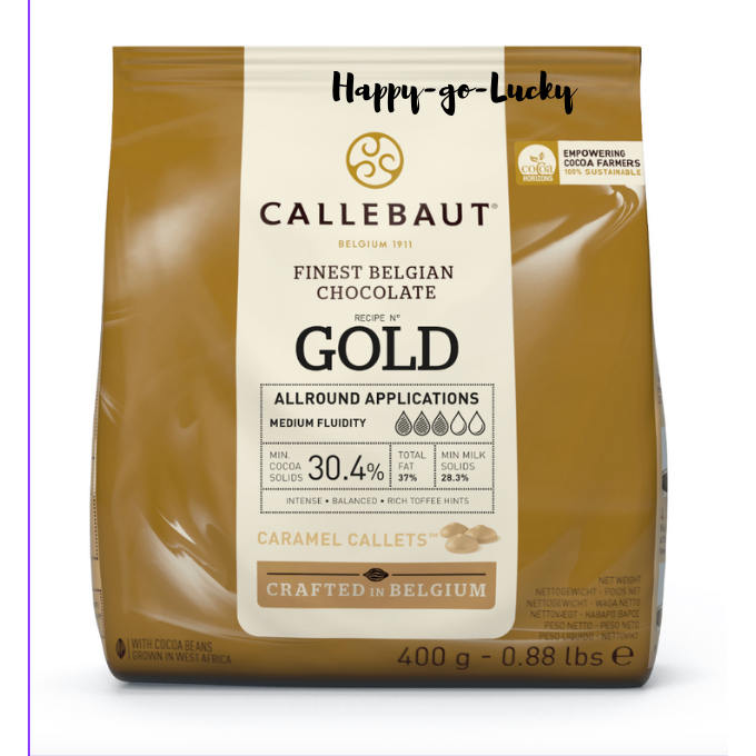 

Callebaut Gold Chocolate Callets 30.4% 100 / 250 gr. Kirim REGULER=LELEH