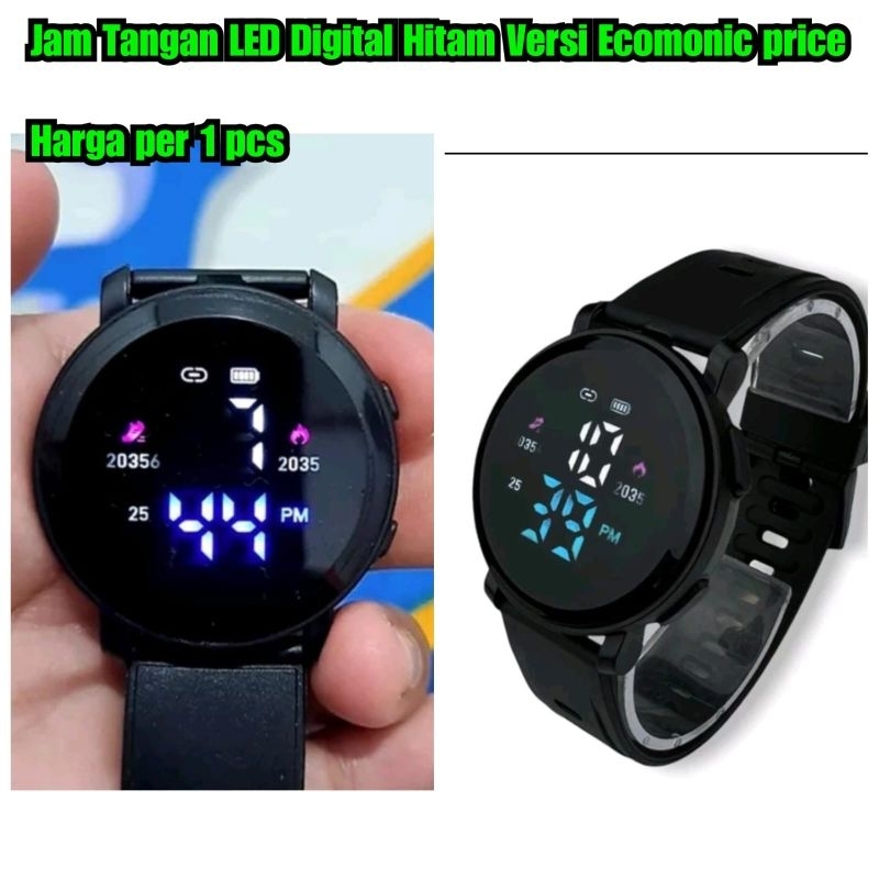Jam tangan LED digital economic version jam tangan harga hemat Hitam