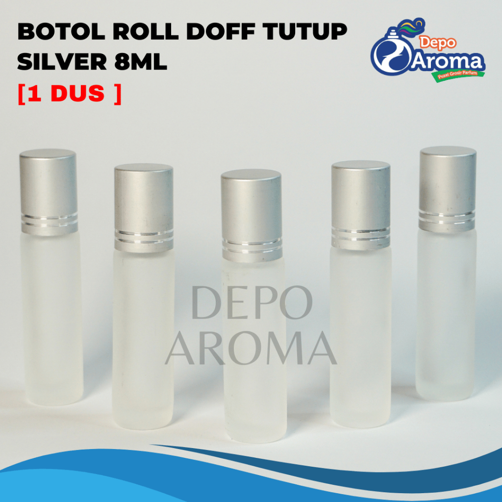 [KEMASAN 1 DUS] Botol Parfum Roll On Doff Tutup Silver 8ml