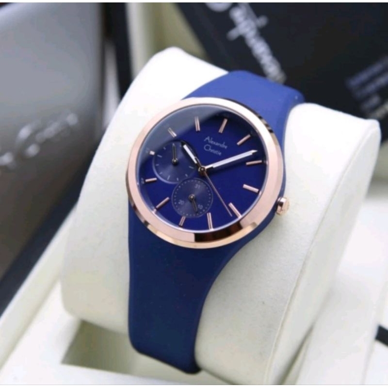 new jam tangan wanita Alexander Cristie Original ac2663 biru dongker