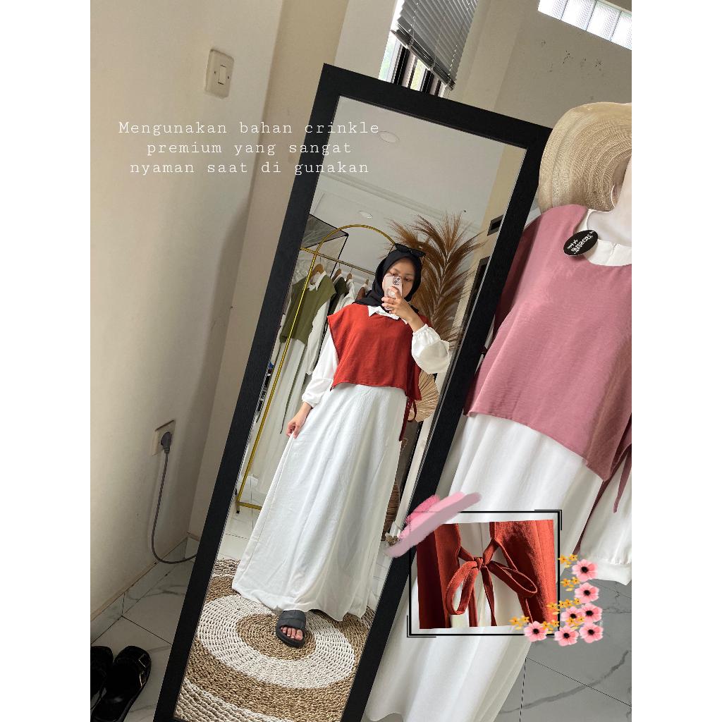 Gamis dress remaja terbaru Gamis outer Ismi long outer terlaris kekinian dan fashionable