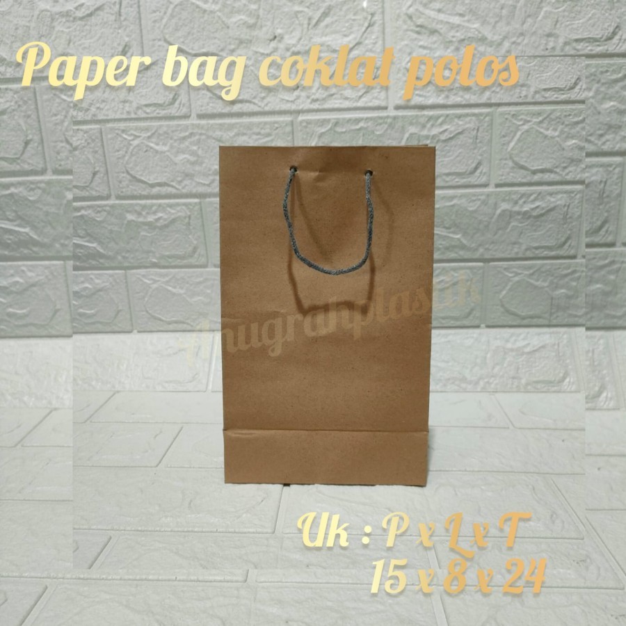 

Paper Bag Coklat Polos Uk 15 x 25 / Paper Bag Kantong Hampers PER PACK