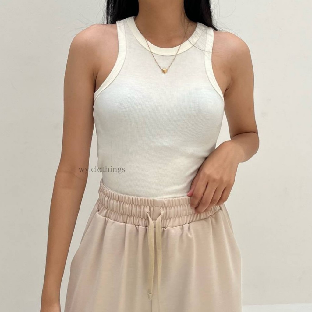 WY Ollan Knit Tanktop - Tanktop Rajut Basic Tanpa Lengan Wanita - Atasan crop knit