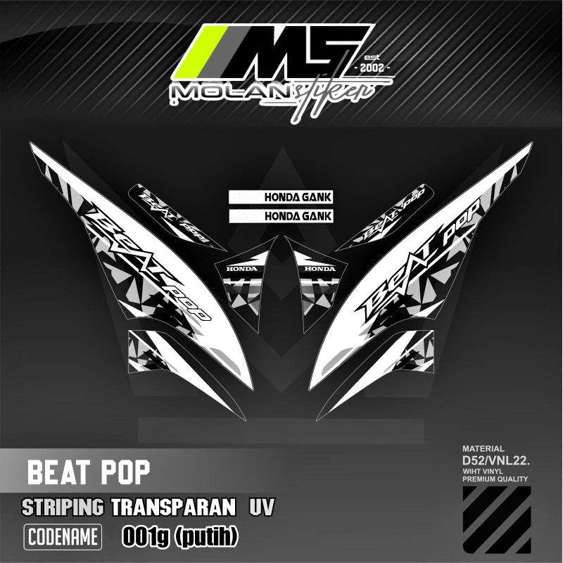 Decal Sticker Striping Variasi Transparan Uv Beat Pop Malaysia Honda Beat Pop 110 Esp Cbs Iss Beat P