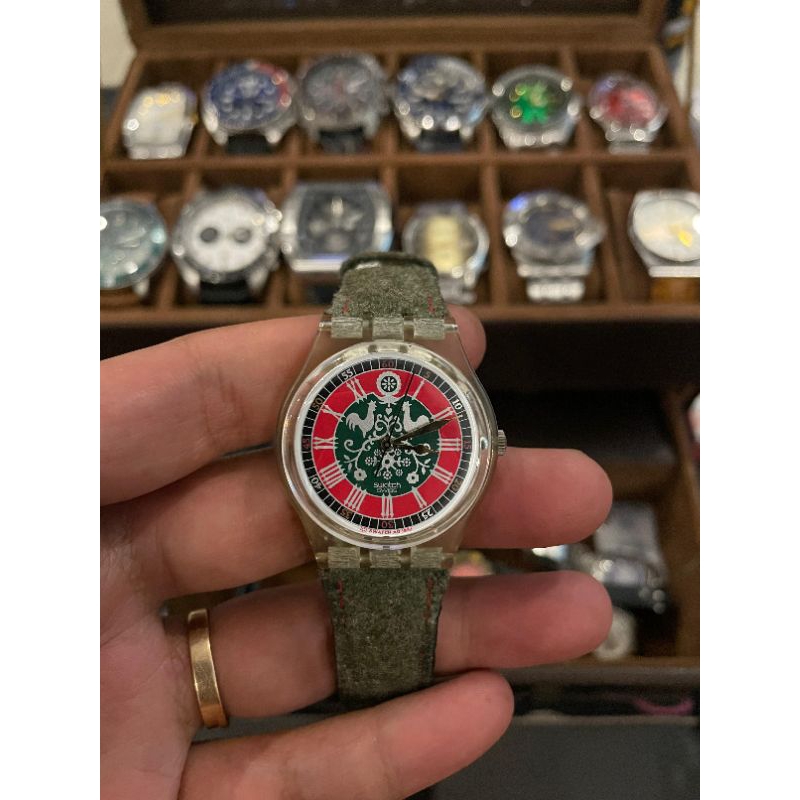 JAM TANGAN SWATCH AYAM JAGO MERAH PUTIH UNISEX