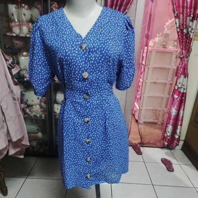 mini dress warna biru laut