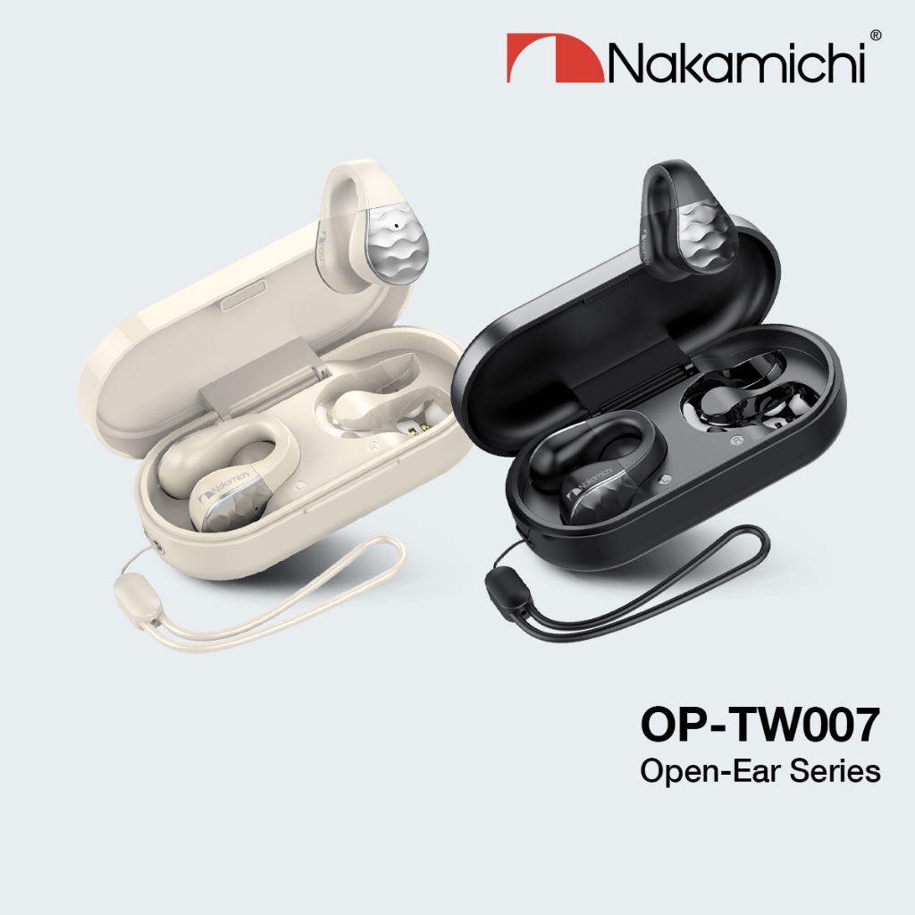 Nakamichi OP-TW007 Earphone TWS Open Ear Clip True Wireless Bluetooth - Hitam|Beige