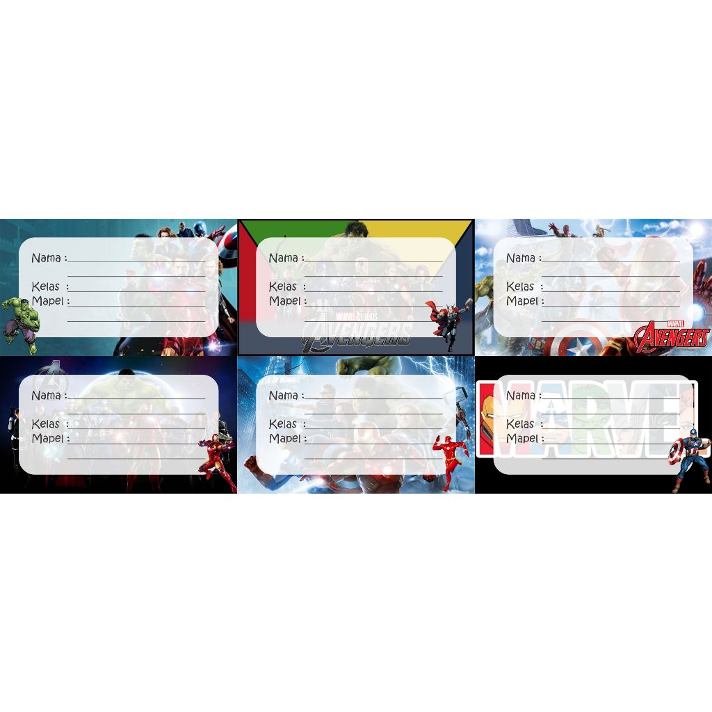 

STIKER LABEL BUKU PELAJARAN SERIES MARVEL / STIKER LABEL MAPEL/ STIKER LABEL NAMA