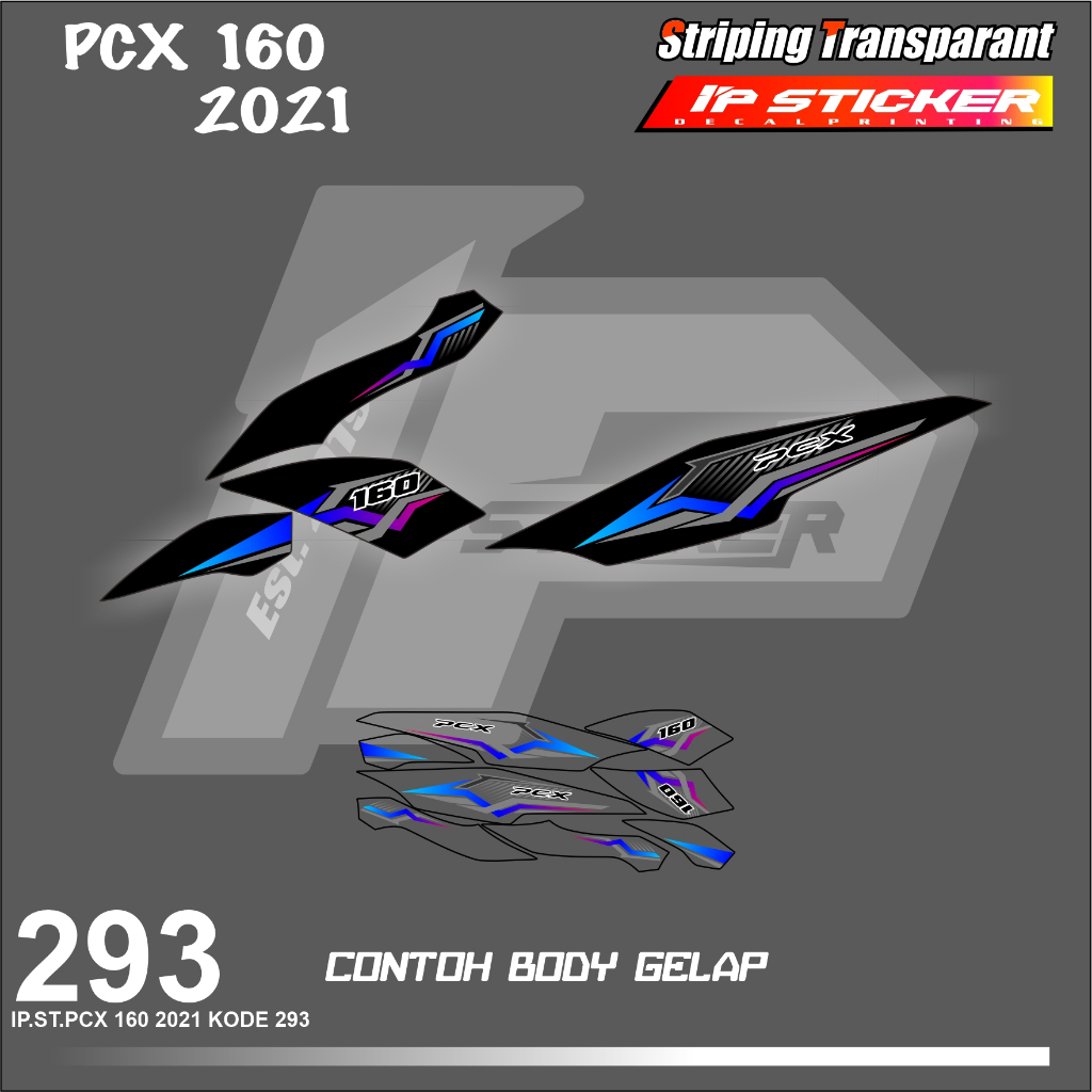 PCX 160  (COD) STIKER STRIPING MOTOR HONDA PCX 160 HOLOGRAM DAN TRANSPARAN