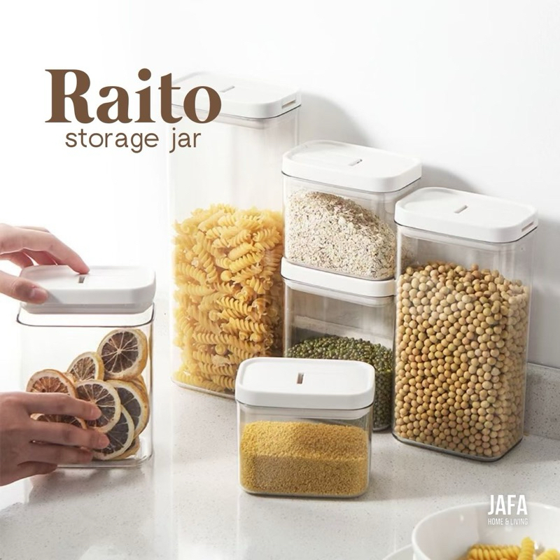 [JAFA] RAITO Toples Penyimpanan Kedap Udara Plastik Putih Food Container Storage Toples Kotak Pasta 