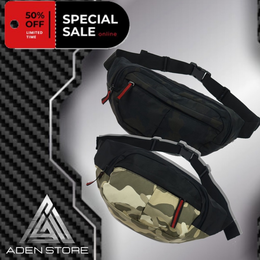 TERUPDATE WaistBag Camo Tas Slempang Pria Army Tas Pinggang Motif Camo Sling Bag Selempang COD