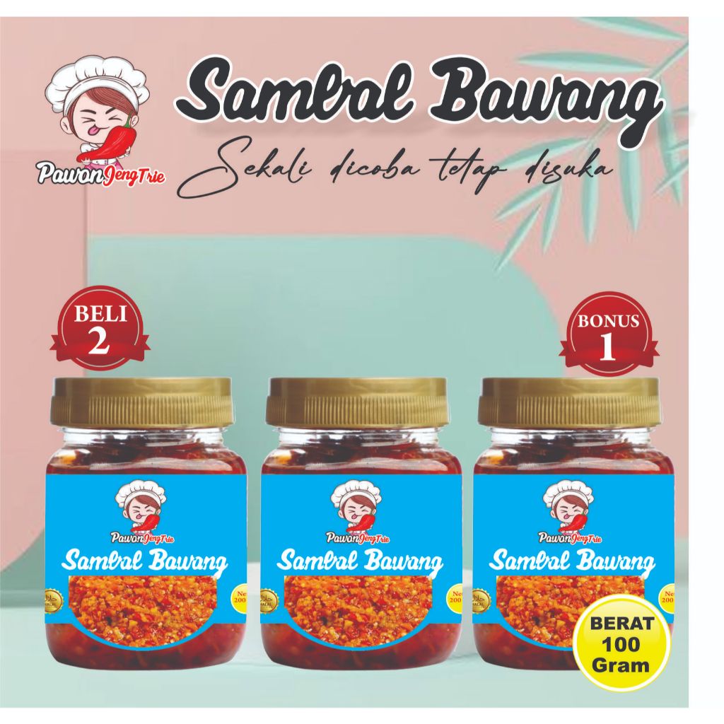 

Sambal Bawang Pawon Jenk Trie Pedas Enak 3 Botol 100 Gram