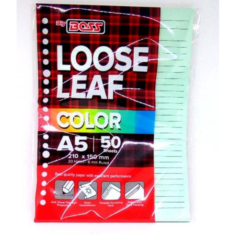 

RAIH DISKON Loose LeafKertas File Big Boss Ukuran A5 Isi 5 Lembar Binder File Warna Campur