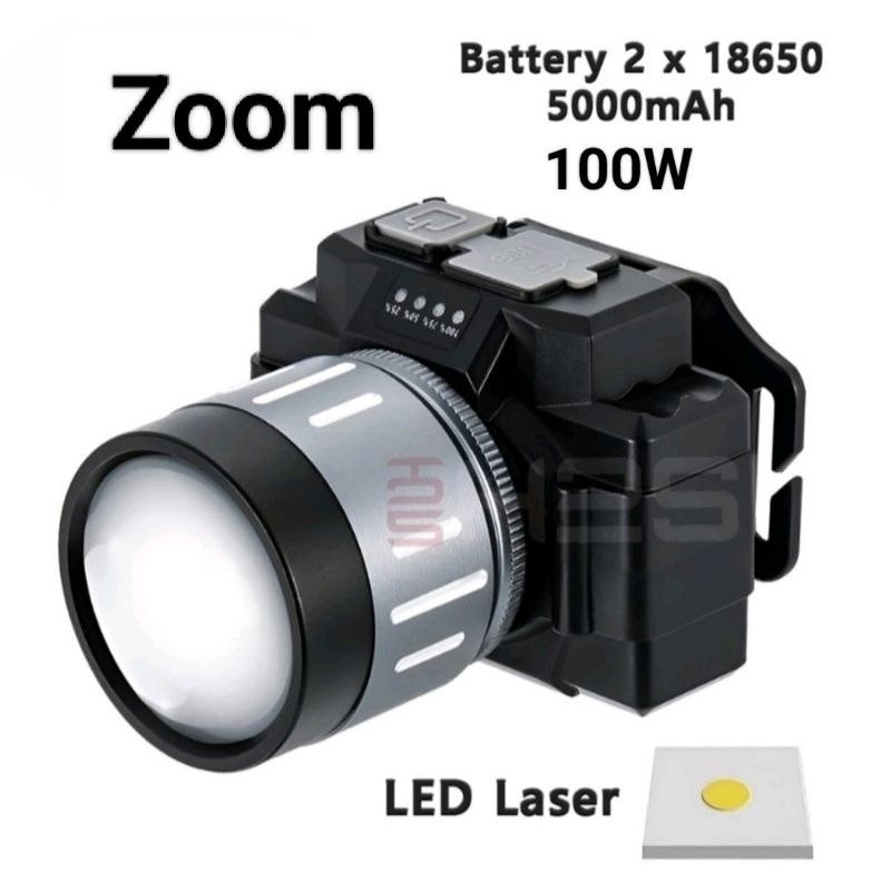 Senter zoom 100watt teleskop LED fokus Senter Kepala Zoom Maxpower