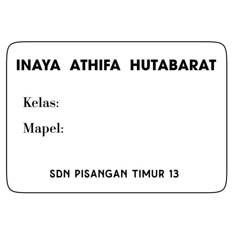 

(ISI 50 PCS) STICKER LABEL BUKU PELAJARAN SEKOLAH BISA CUSTOM NAMA DAN FOTO MOTIF POLOS