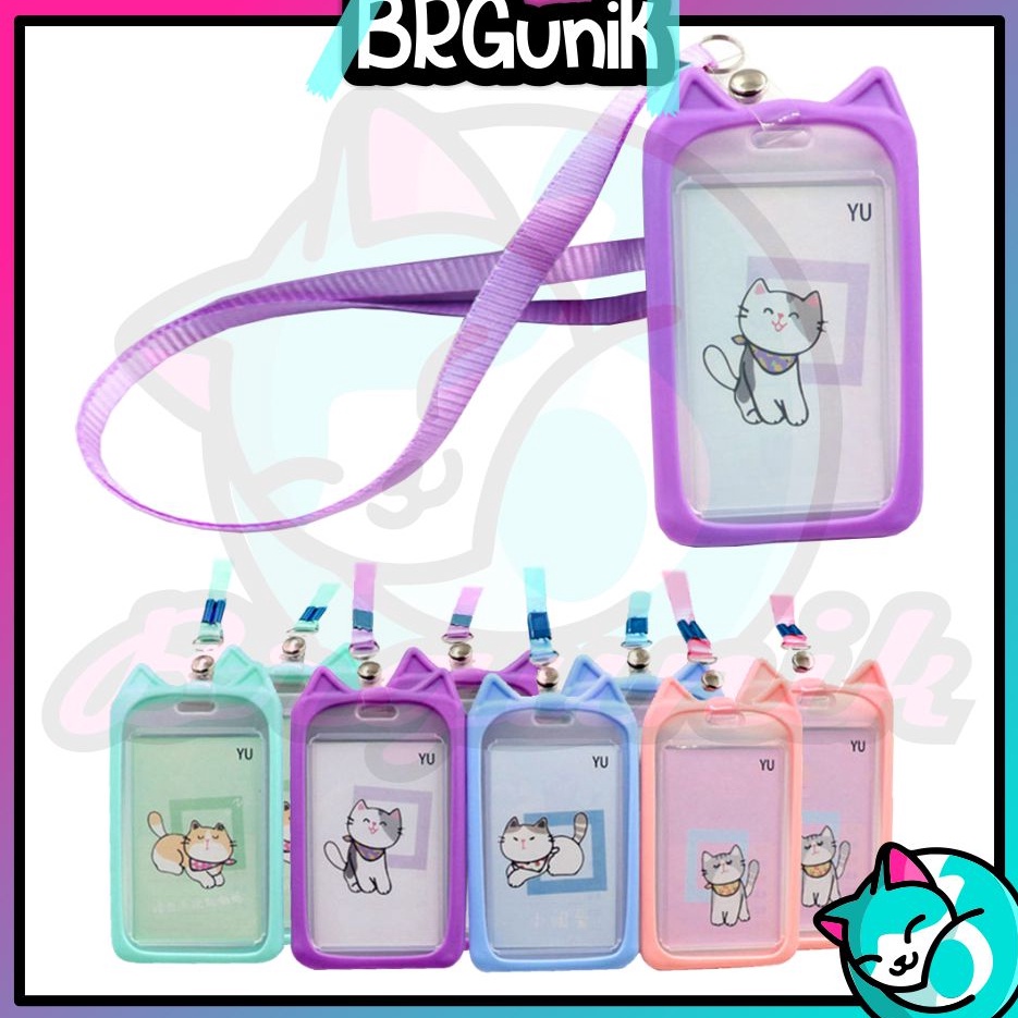

Big Deal BRGUNIK Name Tag Lanyard Gantungan Kartu Motif Kucing Akses MRT Busway EMoney Flazz BRIzi Bentuk Karakter Warna Pastel Lanyart Card Holder Id Card S91