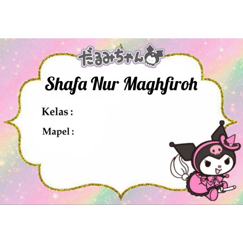

(ISI 50 PCS) STICKER LABEL BUKU PELAJARAN SEKOLAH BISA CUSTOM NAMA DAN FOTO MOTIF KUROMI PINK