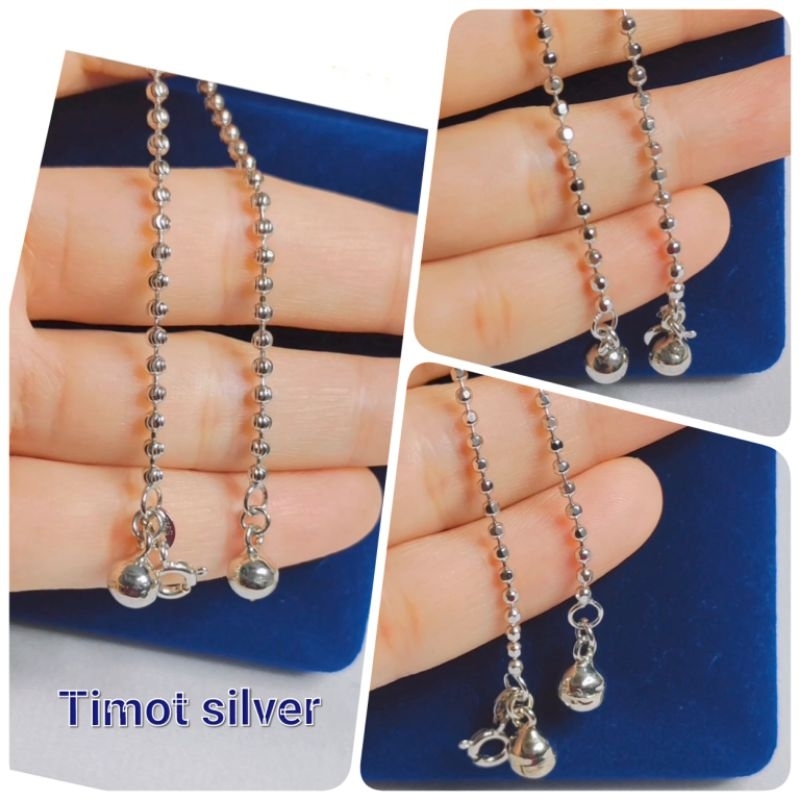 gelang biji lada perak s925 lapis emas putih