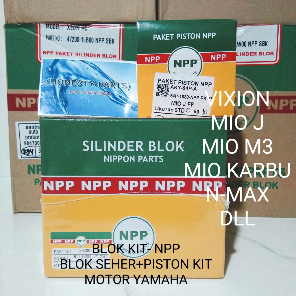 BLOK SEHER KIT+PISTON KIT+VIXION,MIOJ,MIO M3,MIO,XEON RC,N MAX.DIJAMIN 100%ORI/ASLI DARI NPP
