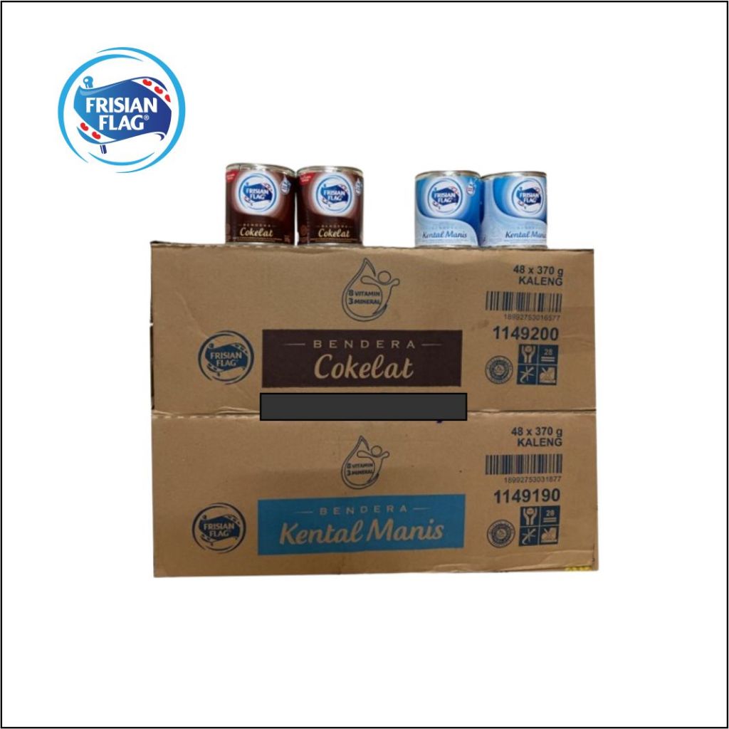 

Susu Bendera putih Kaleng Dus 48 x 370g / Susu Frisian Flag putih/coklat Dus
