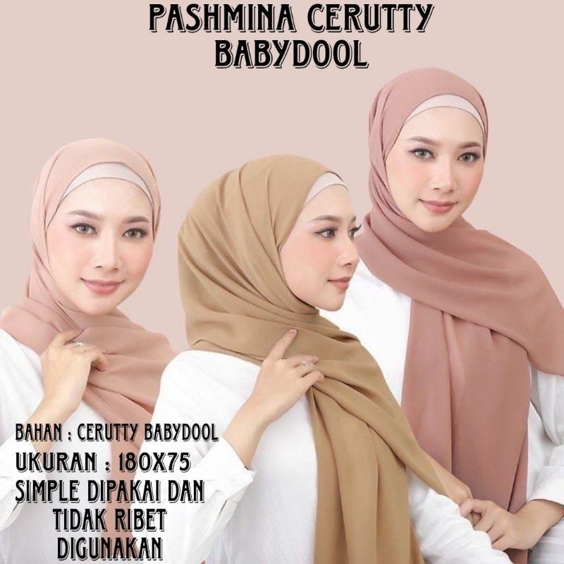 PASMINA CERUTY BABYDOL,HIJAB PASMINA PANJANG,KERUDUNG CERUTY POLOS