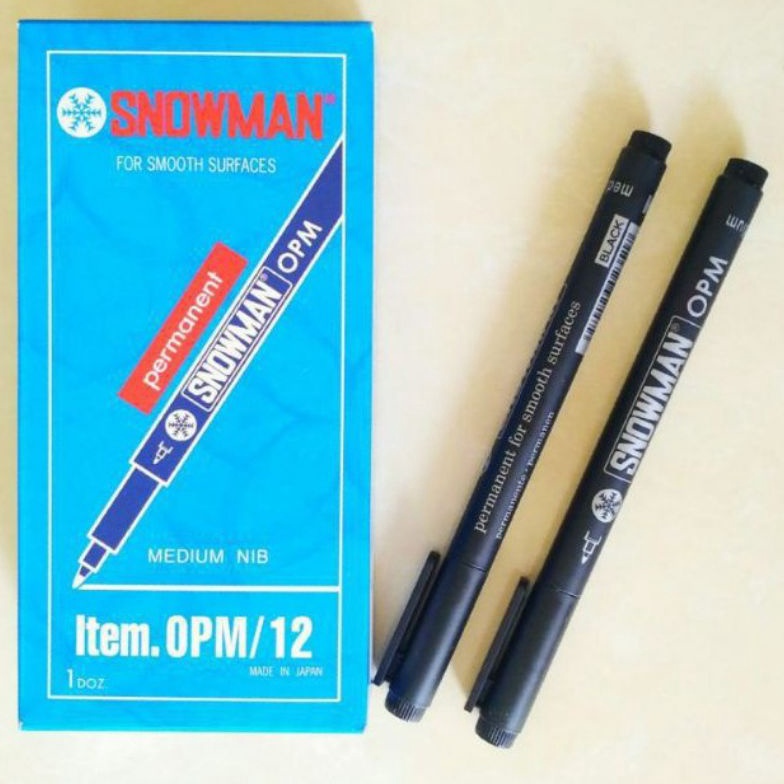 

CUCIGUDANG Spidol Permanen OPM12 OHP Medium Nib Snowman Tinta Hitam Per Pcs