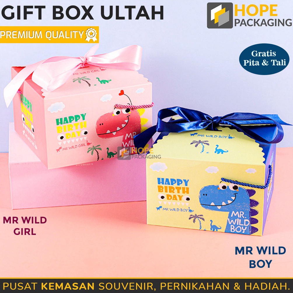

PRODUK TERBARU Gift Box Happy Birthday Dinosaurus Pita Tali Kotak SnackHadiah Souvenir Ulang Tahun