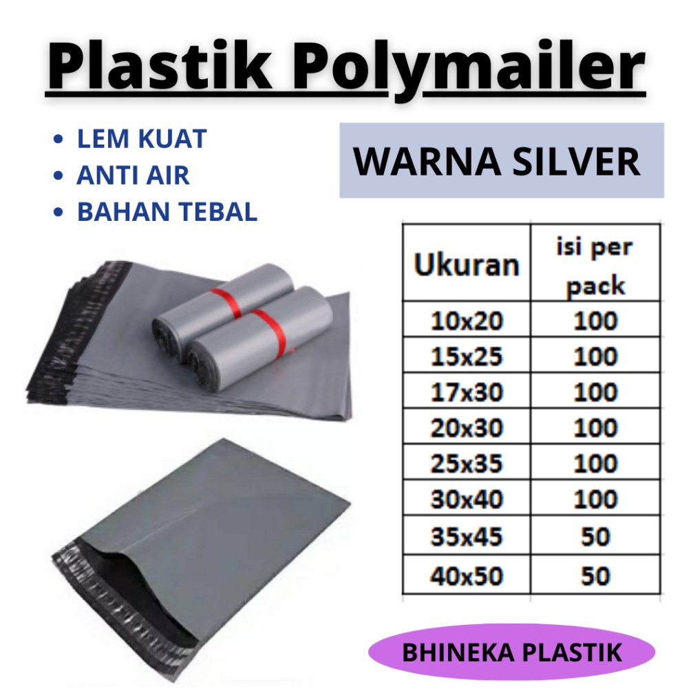 

HEBOH Plastik Packing Polymailer Silver Uk 35x45 5 pcs plastik packing Lem plastik olshop