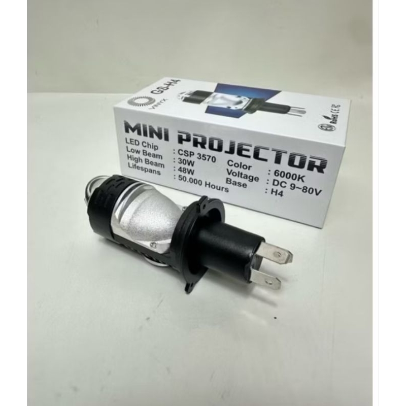 LED VINYX GS-H4 Projie H4 Flat Mini Projector Lens Lensa Motor Mobil (SATUAN)